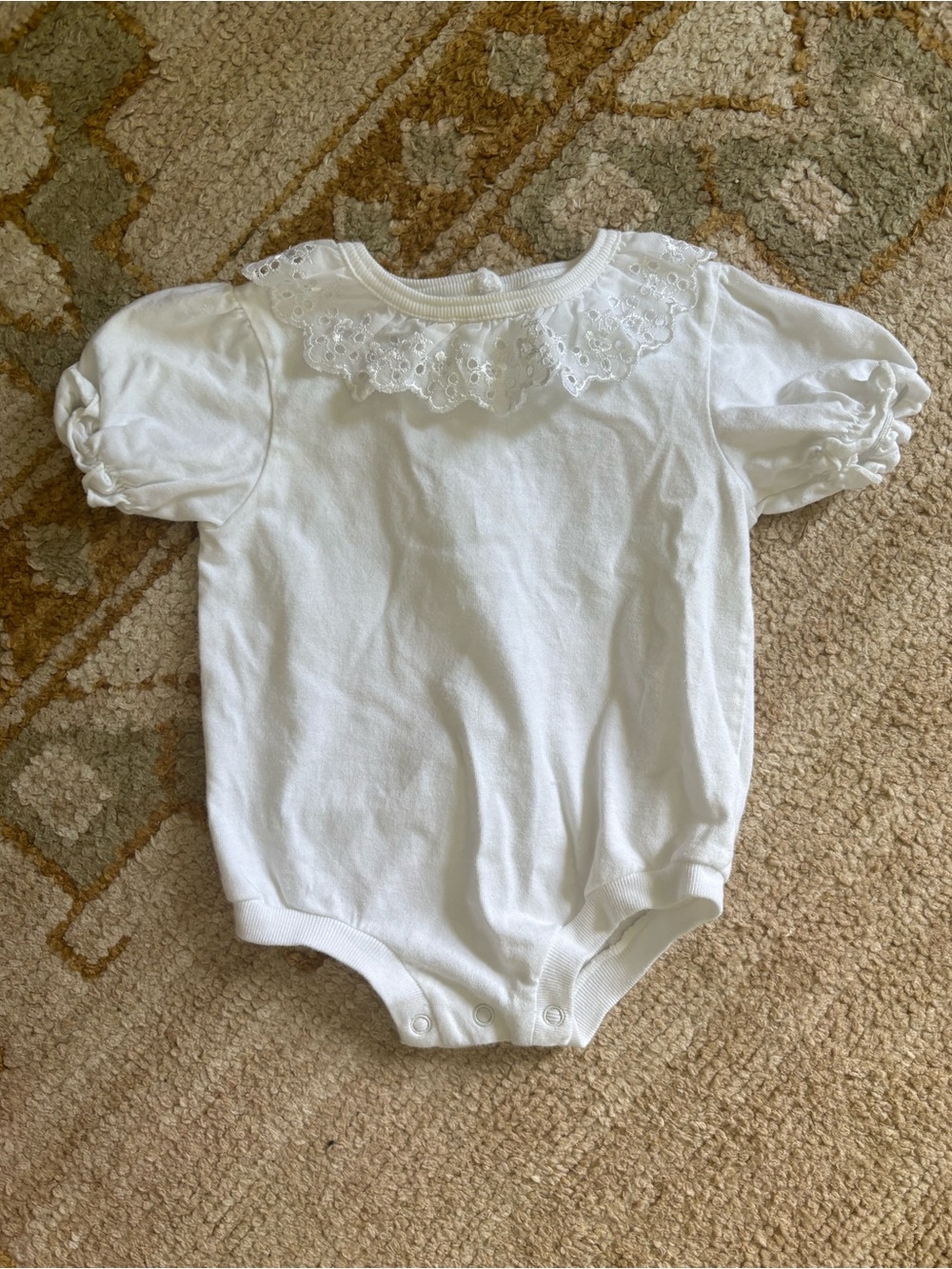White Eyelet-Collar Baby One-Piece Bodysuit